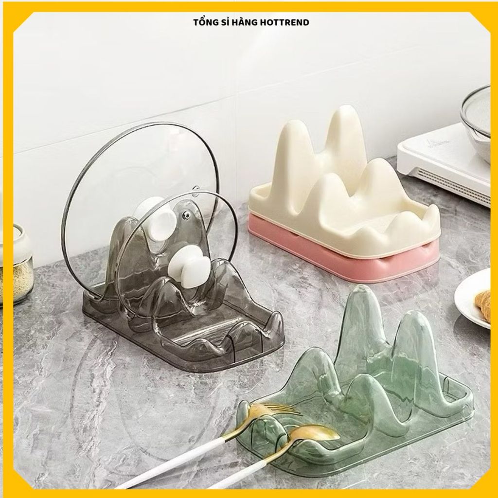 (COMBO of 3) 3 COMPARTMENT POT LID TRAY, SMART ANTI-SLIP COOKING SPOON และ FORK SHELF