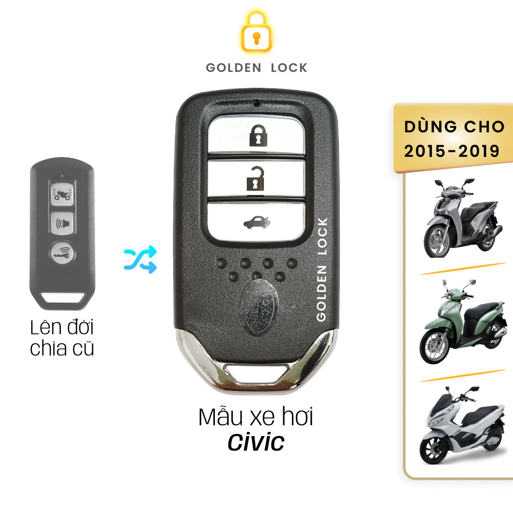 รีโมท Honda SH, SH Mode, PCX K01, K35, k29, K77 2017-2019 รุ่น Civic (แถมพวงกุญแจ, พวงกุญแจ, ติดตั้ง