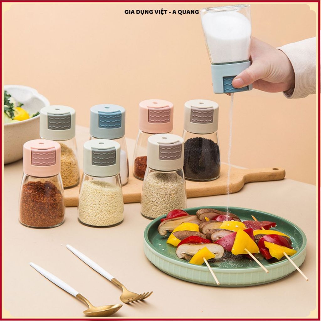 (COMBO OF 5 JARS) MOISTURE-PROOF SPICE JARS, MOVAVA BUTTON GLASS JARS, ขวดเครื่องเทศที่สวยงามและกะทั