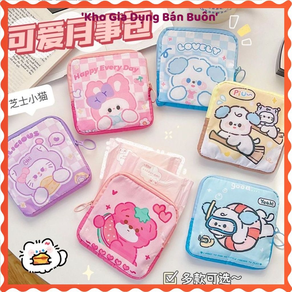 (COMBO 2) MINI HAND BAG กระเป๋าเครื่องสําอางกันน้ํามีซิปลายน่ารักสําหรับของใช้ส่วนตัว