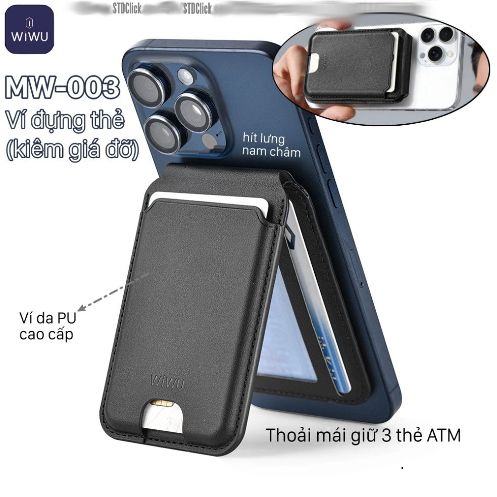 Genuine WiWU Mag Wallet MW-003 leather card holder Wallet - with Hand-free holder - NEW --