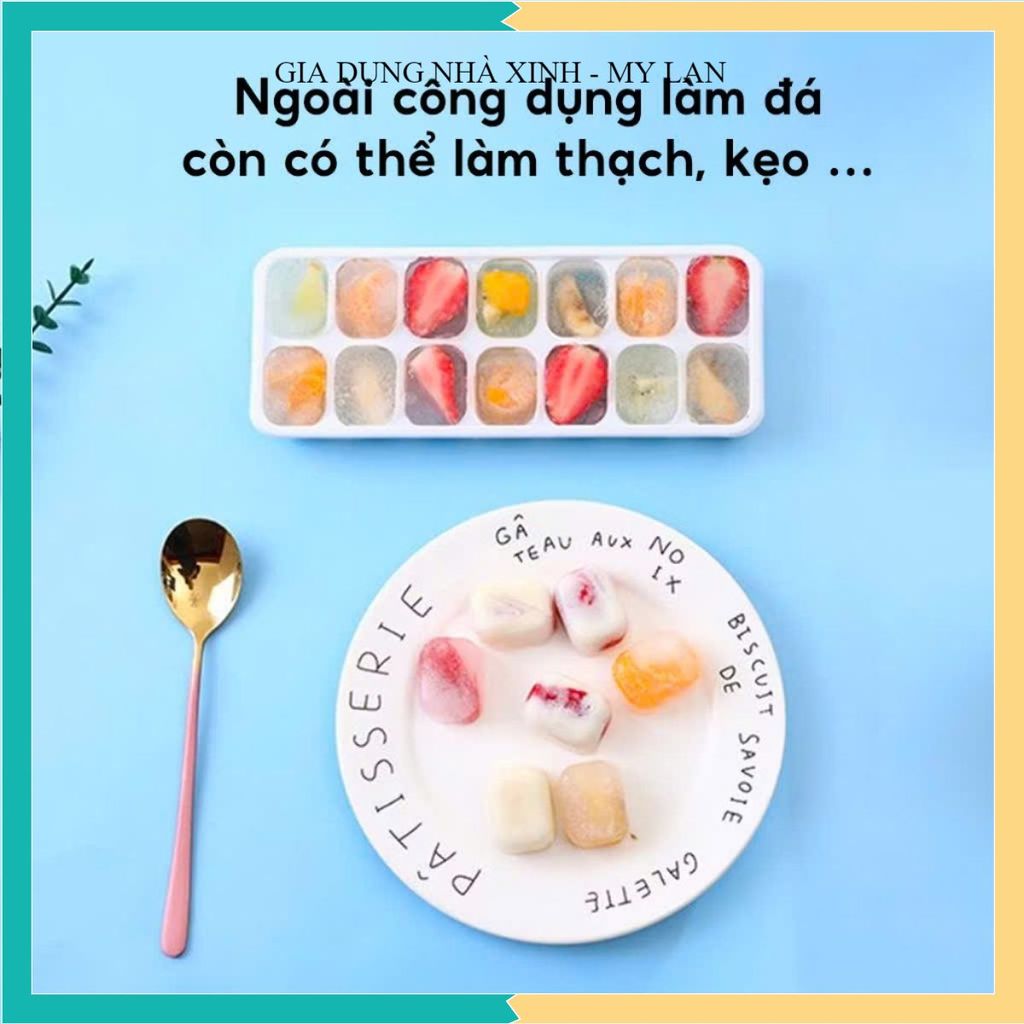 (COMBO of 5) 14-CELL SILICON ICE TRAY WITH LID, SOFT BASE ICE TRAY, Ice TRAY, Ice Removal ง่าย, การป