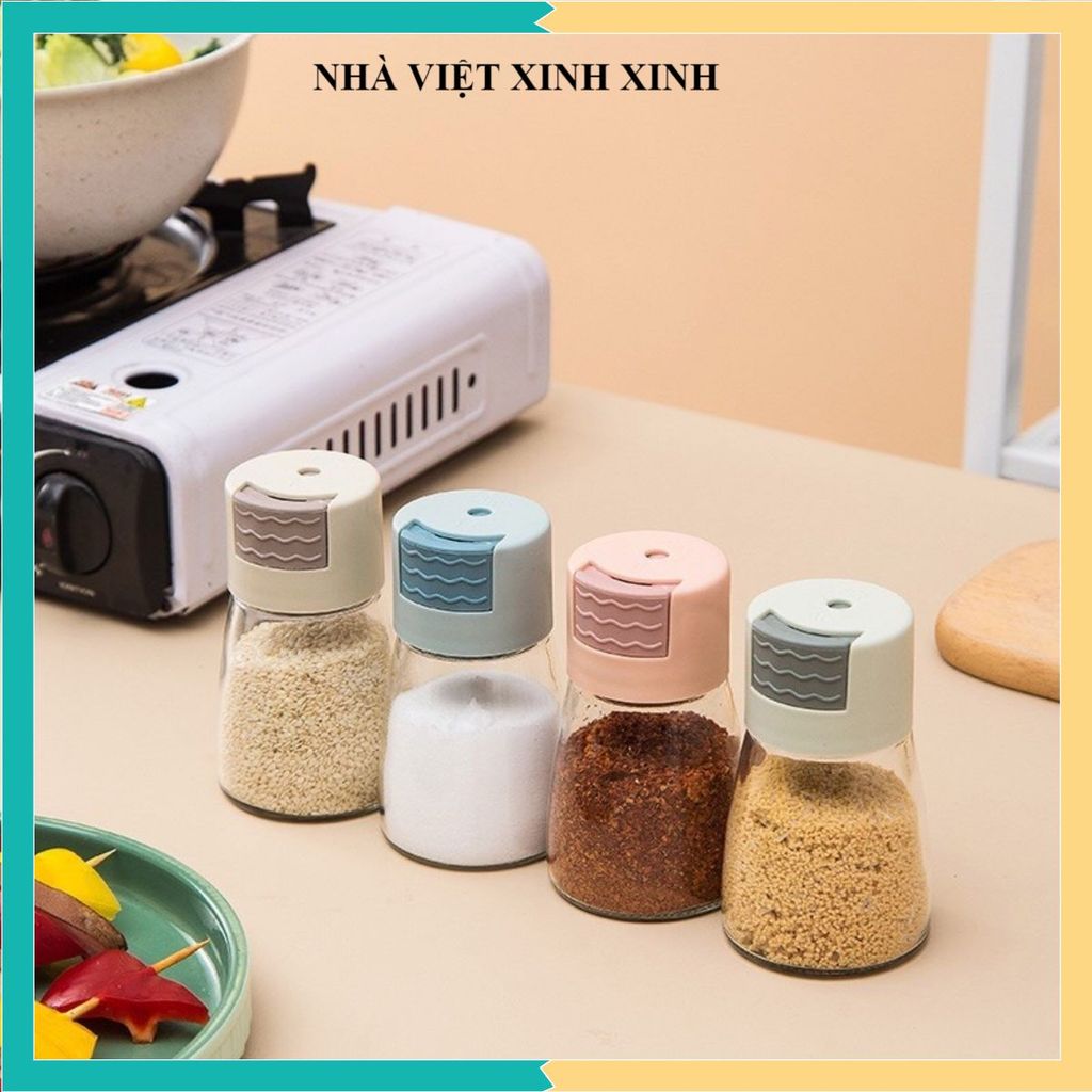 (4 JARS) KITCHEN SPICE JARS, 180ML GLASS SPICE JARS, EFFECTIVE MOISTURE PROOF ดีไซน์สวยหรูหรา