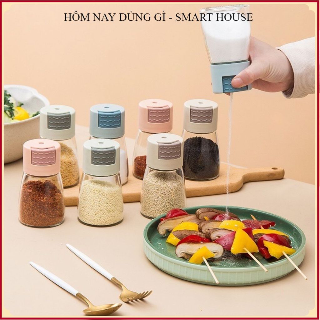 (4 JARS) KITCHEN SPICE JARS, 180ML GLASS SPICE JARS, EFFECTIVE MOISTURE PROOF ดีไซน์สวยหรูหรา