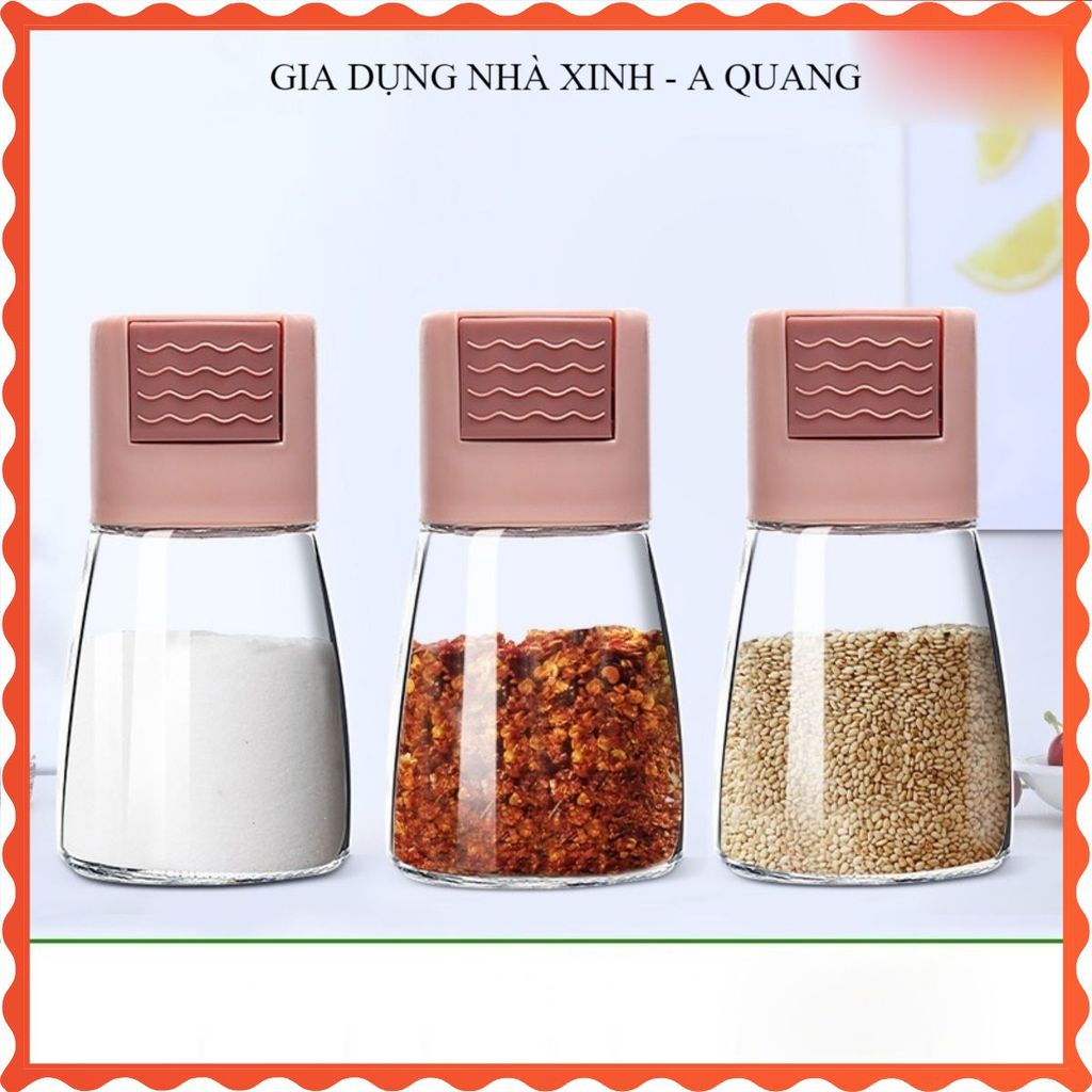 (4 JARS) GLASS SPICE JARS, KITCHEN SPICE JARS, MOISTURE-PROOF SPICE PRESERVATION, การออกแบบที่ทันสมั