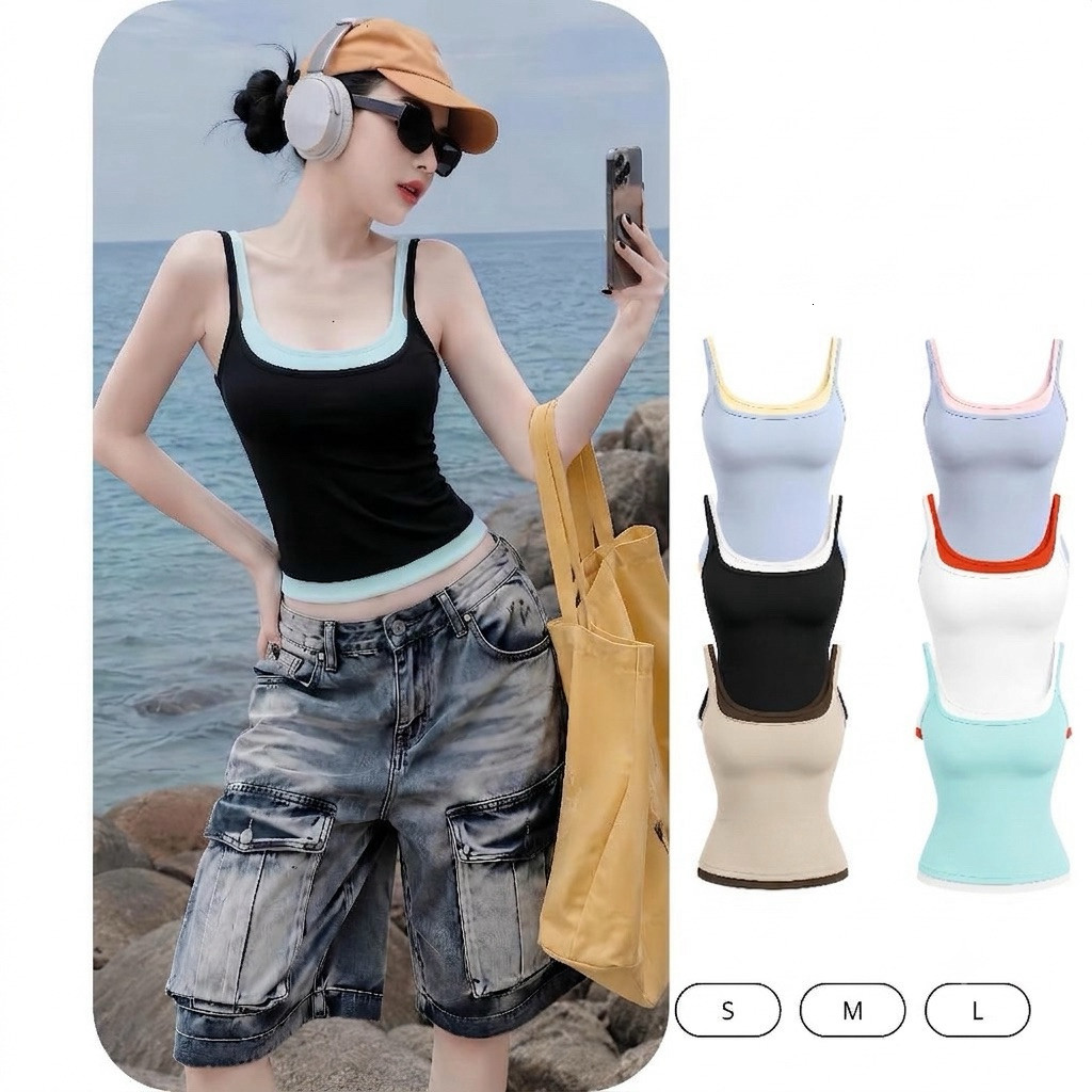 เสื้อคอเหลี่ยม 2 สาย Feminine เข้ารูป ผ้าคอตตอนเนื้อเนียน A06 Shop Bo Store