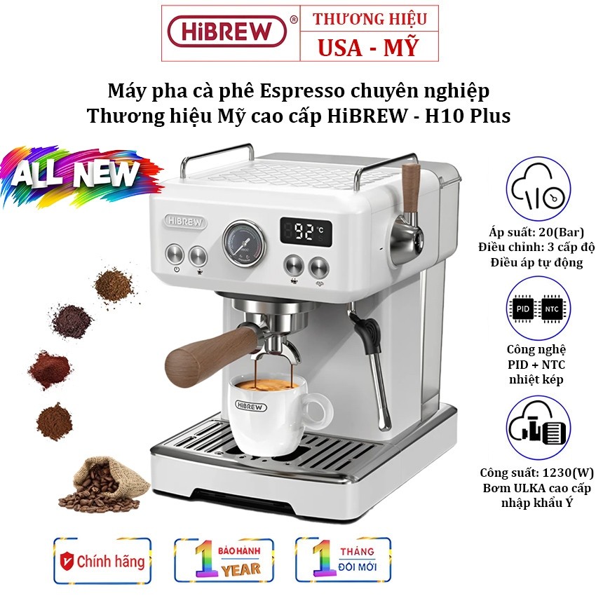 เครื่องชงกาแฟ Professional Espresso แบรนด์ HiBREW พรีเมี่ยม H10A แรงดัน 20bar - สินค้านําเข้าของแท้