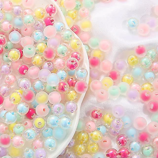 St.kunkka 8-15 มม.อะคริลิคผสมรอบลูกปัด 30-50 ชิ้นย้อมแกนลูกปัดสําหรับ DIY สร้อยข้อมือสร้อยคอทํา
