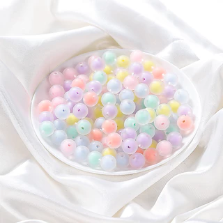 St.kunkka 8-15 มม.อะคริลิคผสมรอบลูกปัด 30-50 ชิ้นย้อมแกนลูกปัดสําหรับ DIY สร้อยข้อมือสร้อยคอทํา