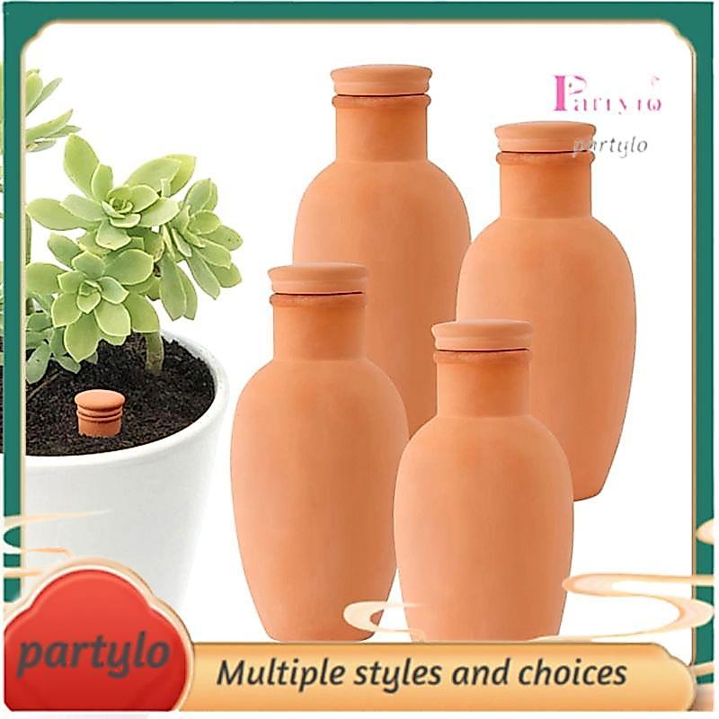 TerraCotta Clay ชลประทาน Globes 4 ชิ้น 3.1 นิ้วพืชรดน้ํา Globes พร้อมฝาปิดหม้อดิน