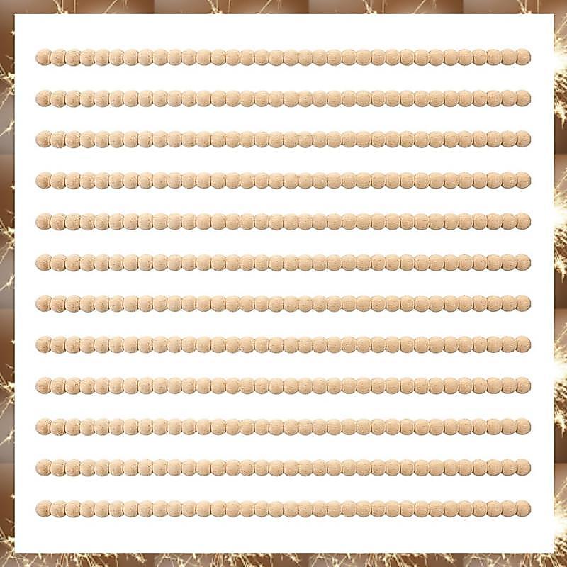 (YN) ไม้ลูกปัด Trim 12 ชิ้นตกแต่งครึ่งลูกปัดไม้ Trim Molding 15.75 นิ้ว Unfinished 3D ลูกปัด