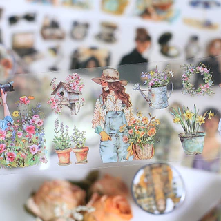 Journamm 60 มม.* 2 เมตรน่ารักสาวตัวอักษรสติกเกอร์เทปตกแต่ง Collage Journaling DIY Scrapbooking เครื่องเขียนสติกเกอร์