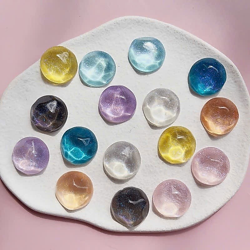 Shimmer Milky Way Resin Charm Set - Glitter Multi-Color Transparent, 18mm