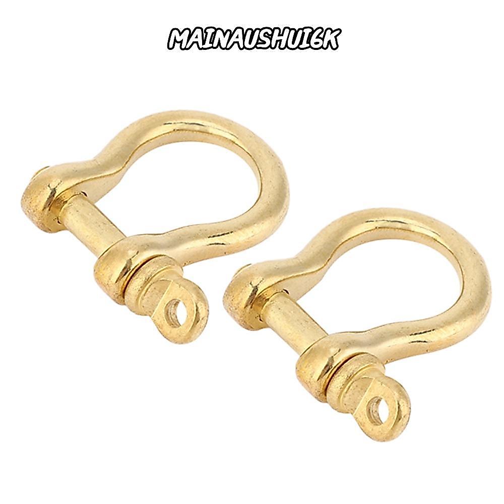 MAINAUSHUI6K 2 ชิ้นแหวนกุญแจทองเหลือง, 10 มม.เส้นผ่านศูนย์กลาง Golden Anchor Shackle, ทองเหลืองที่ถอ
