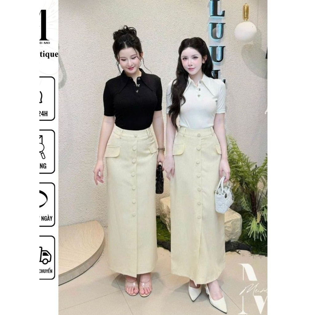 LUU LEE เสื้อผ้าออฟฟิศผู้หญิง เสื้อยืดคอปกแหลมหรูหรา กระดุมหัวใจ LA566