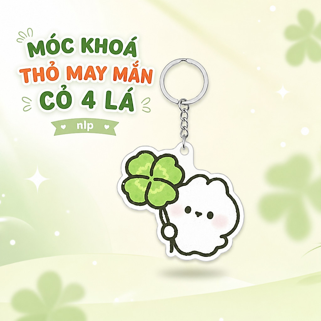 4 ใบ GRASS LUCKY RABBIT KEYCHAIN nlp