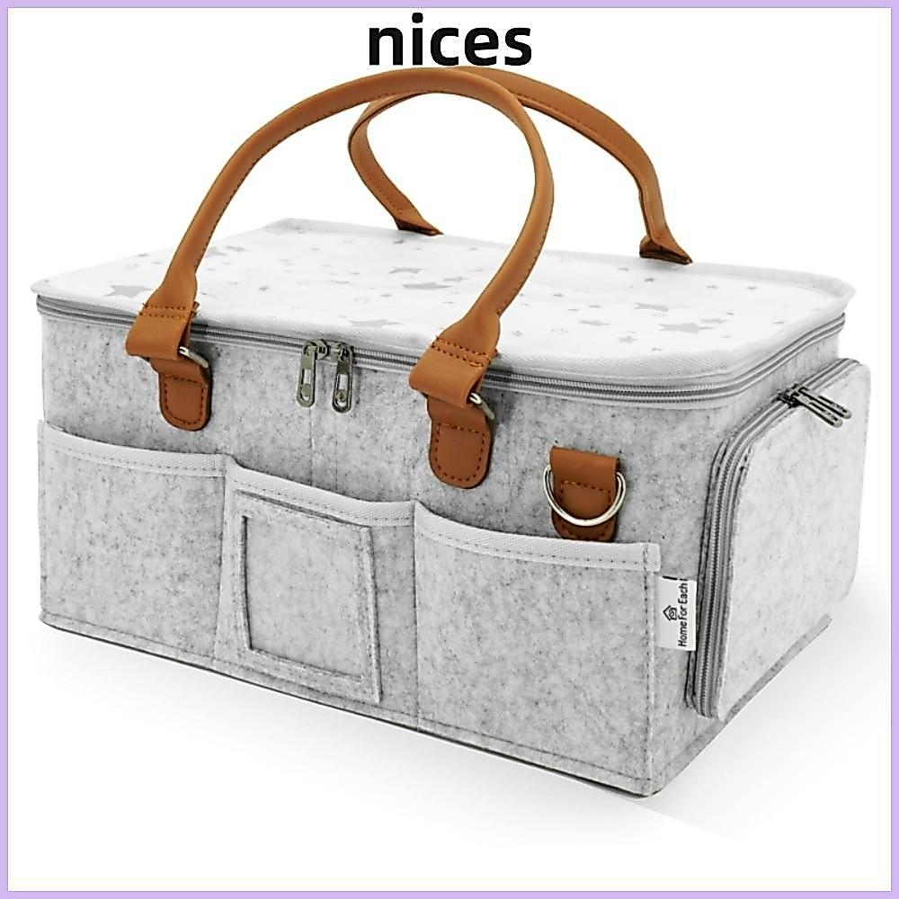 NICES Mommy Bag, กระเป๋าเก็บผ้าอ้อมเด็กกระเป๋าขนาดใหญ่แบบพกพา, Felt ความจุขนาดใหญ่ Nursery Organizer