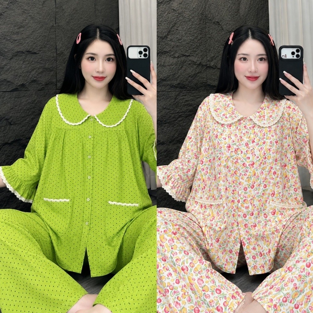 TM666 BIGSIZE 45-90kg, LOTUS COLLAR WITH ROLLED SLEEVES กางเกงทรงหลวมในผ้าลินิน L1 นุ่ม เย็นสบาย