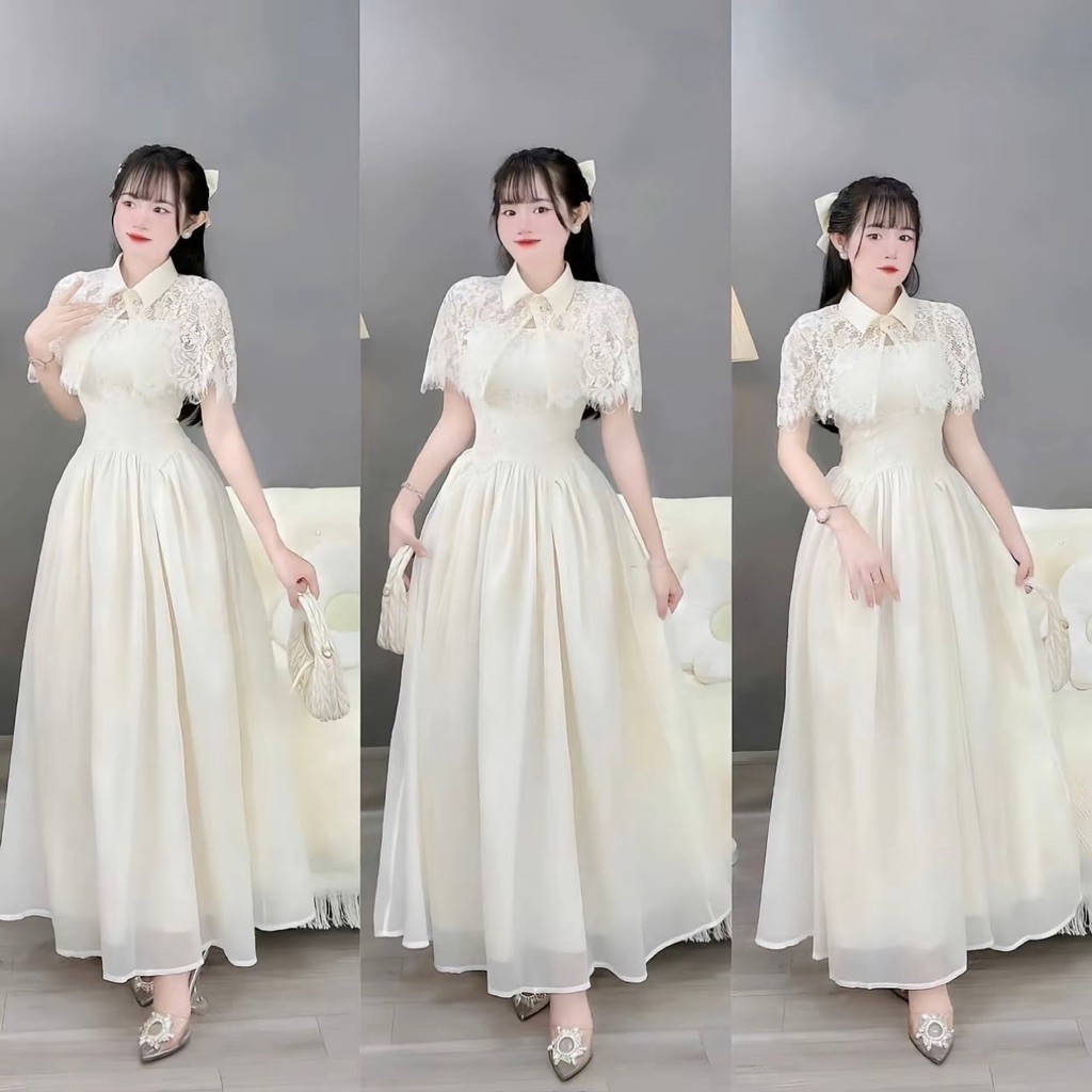 [BIG SIZE FAT CAT] ชุดเดรสดีไซน์ 2 สายสําหรับผู้หญิงพร้อมหมวกลูกไม้ลายดอกไม้พร้อม MAXI FORM BIGSIZE 
