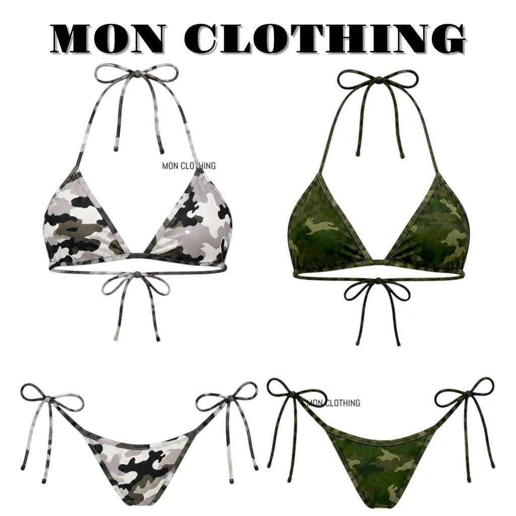 (AVAILABLE) CAMO Y2K BIKINI SET / ชุดชุดว่ายน้ําทหาร Y2K