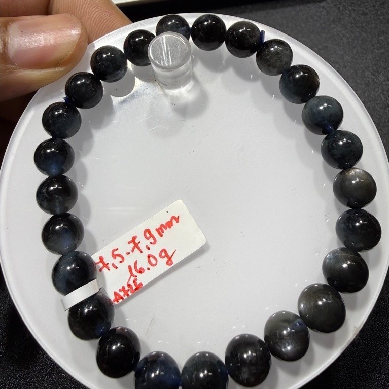 (A726)(7,5-7,9mm)สร้อยข้อมือ Aquamarin Devil คริสตัลหนา