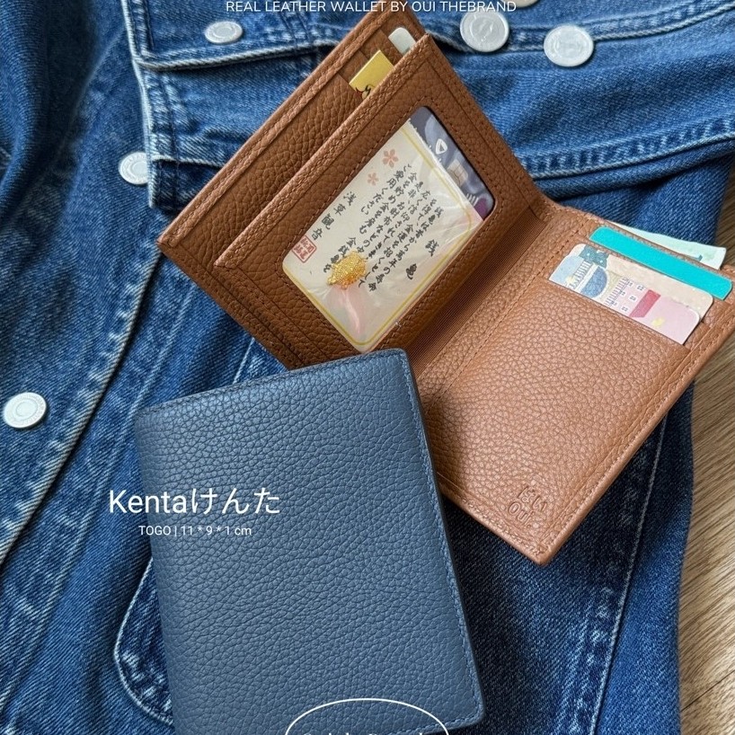 [ เหรียญนําโชคฟรี ] Kenta ン Stand Wallet - Togo KENTA Genuine Leather Wallet ( Ouithebrand )