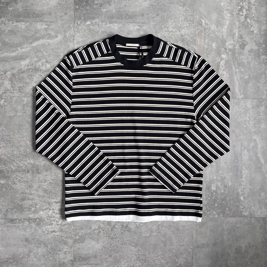 [BUIVINTAGE] XT XINTAO เสื้อยืดแขนยาวคลาสสิกลายทางแนวนอน B10219 Buivintage ผ้าหนา ทรงเรกูเลอร์