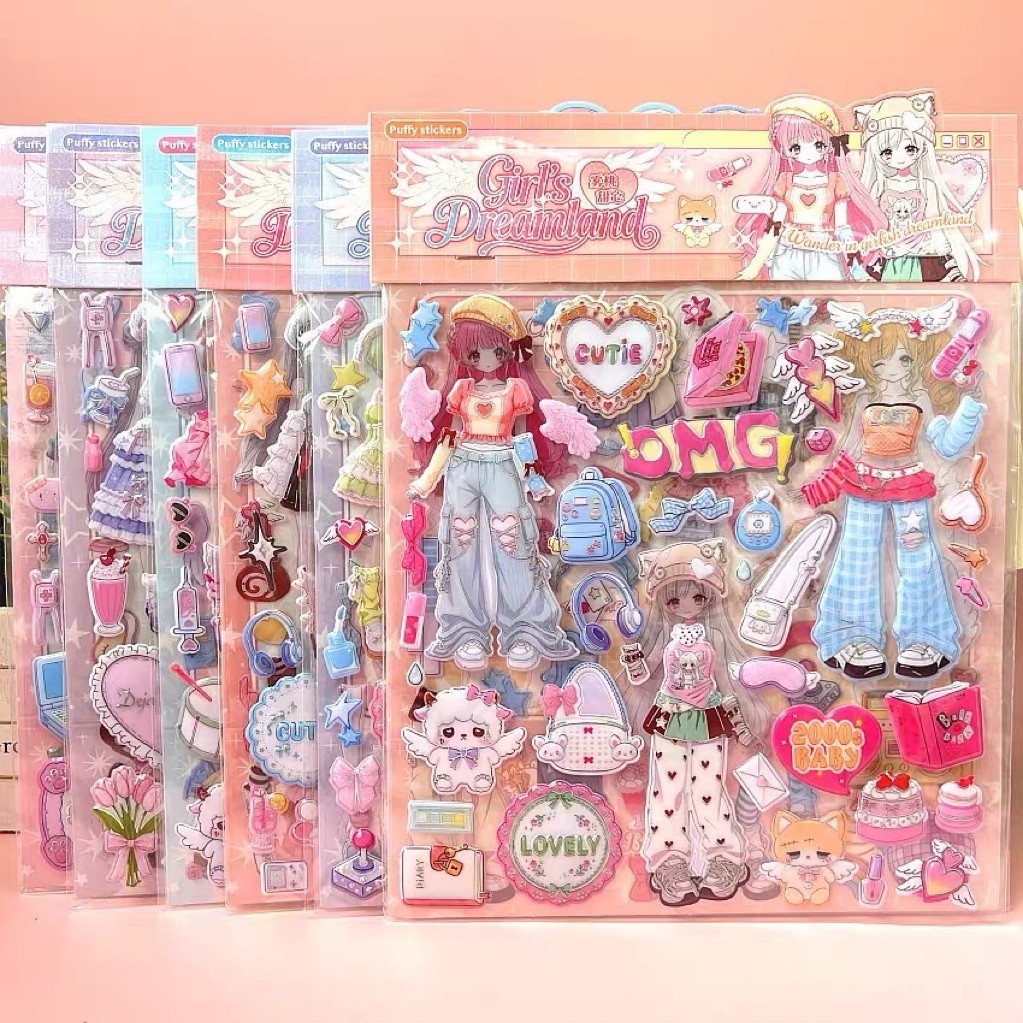 ชุดสติ๊กเกอร์สะท้อนเสื้อผ้า 3 มิติ – ANIME KAWAII PASTEL, CUTE Y2K FASHION