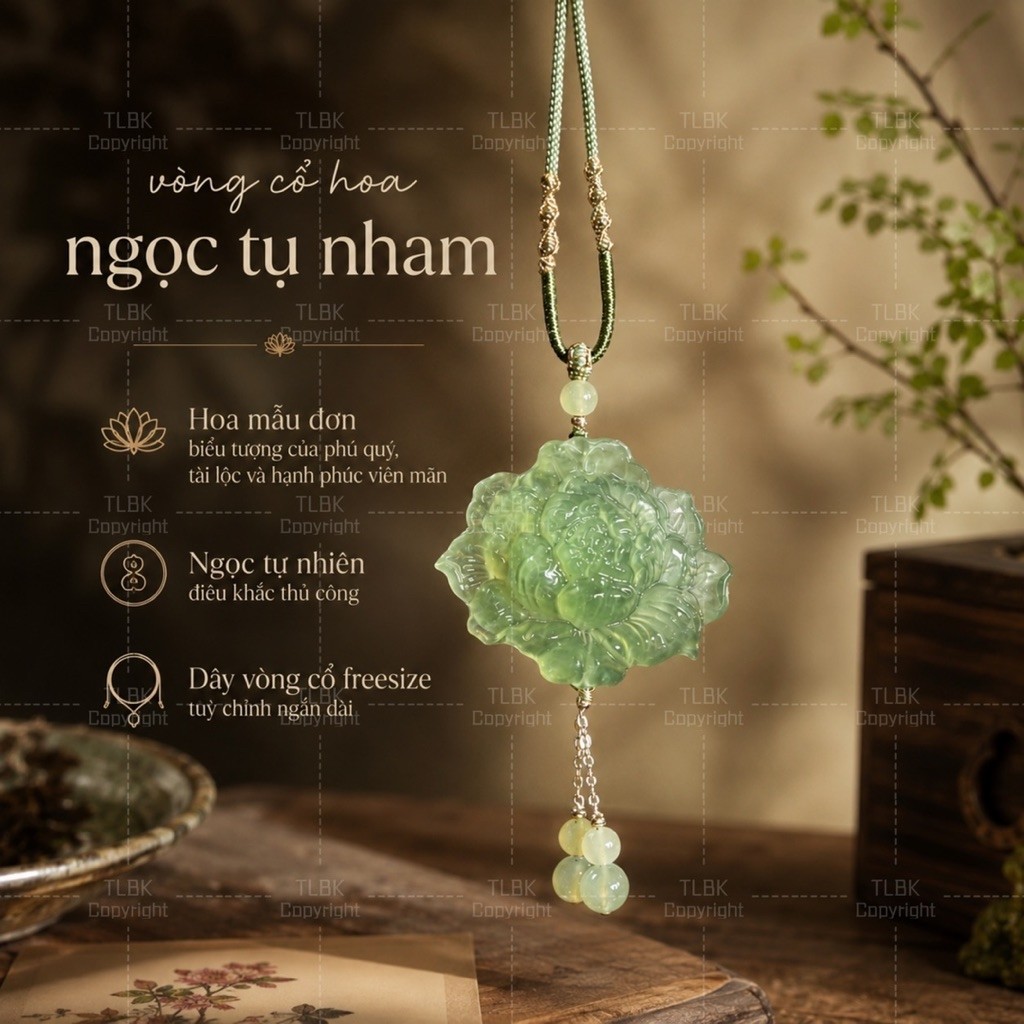 สร้อยคอเงิน Ngc Peony Handmade ประติมากรรมเชือกถักที่กําหนดเองเครื่องประดับ ngc ธรรมชาติ