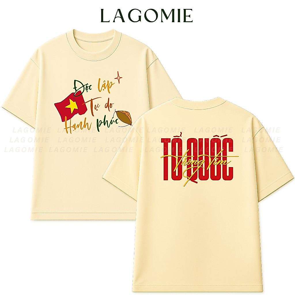 VIETNAM เสื้อยืด Freedom ความสุขพ่อในหัวใจ Unisex ผู้ชายและผู้หญิงรอบคอผ้าฝ้ายท้องถิ่นยี่ห้อ Shop LA
