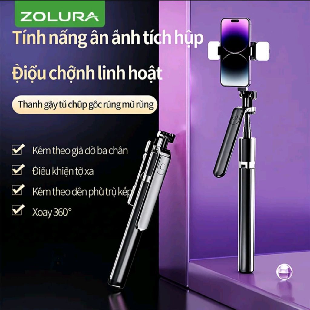 ZOLURA P180 3 in 1 ขาตั้งกล้อง 4 ขา Selfie Stick 1M8