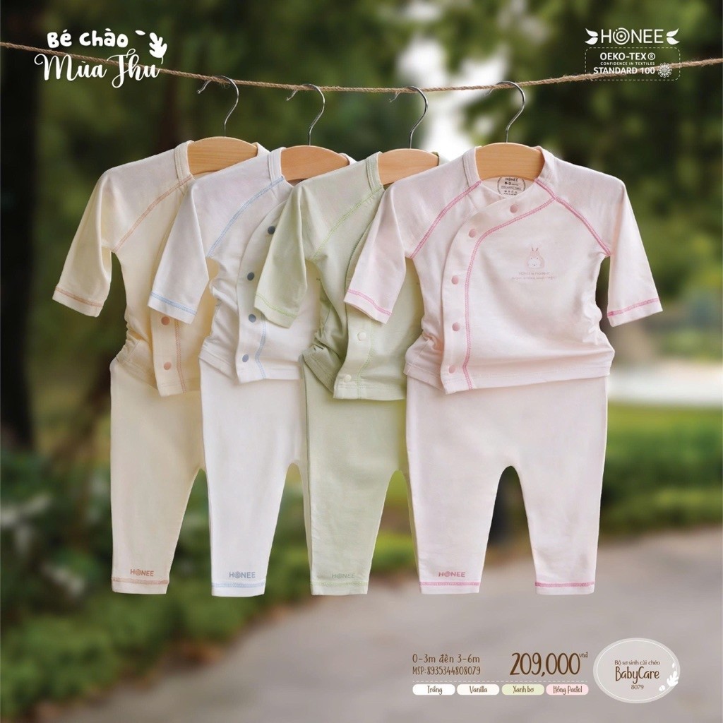 HONEE ชุด Cross-Placed แขนยาวทารกแรกเกิด ผ้าคอตตอนเนื้อนุ่ม Oeko-Tex Standard สําหรับทารก