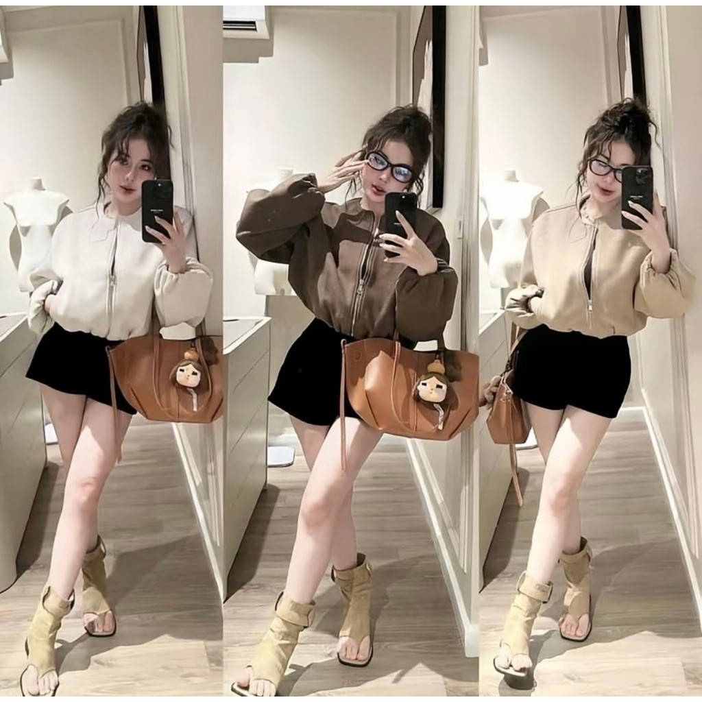 Minzi Shop เสื้อแจ็คเก็ตเย็นพอง 2 ชั้นของ Lady