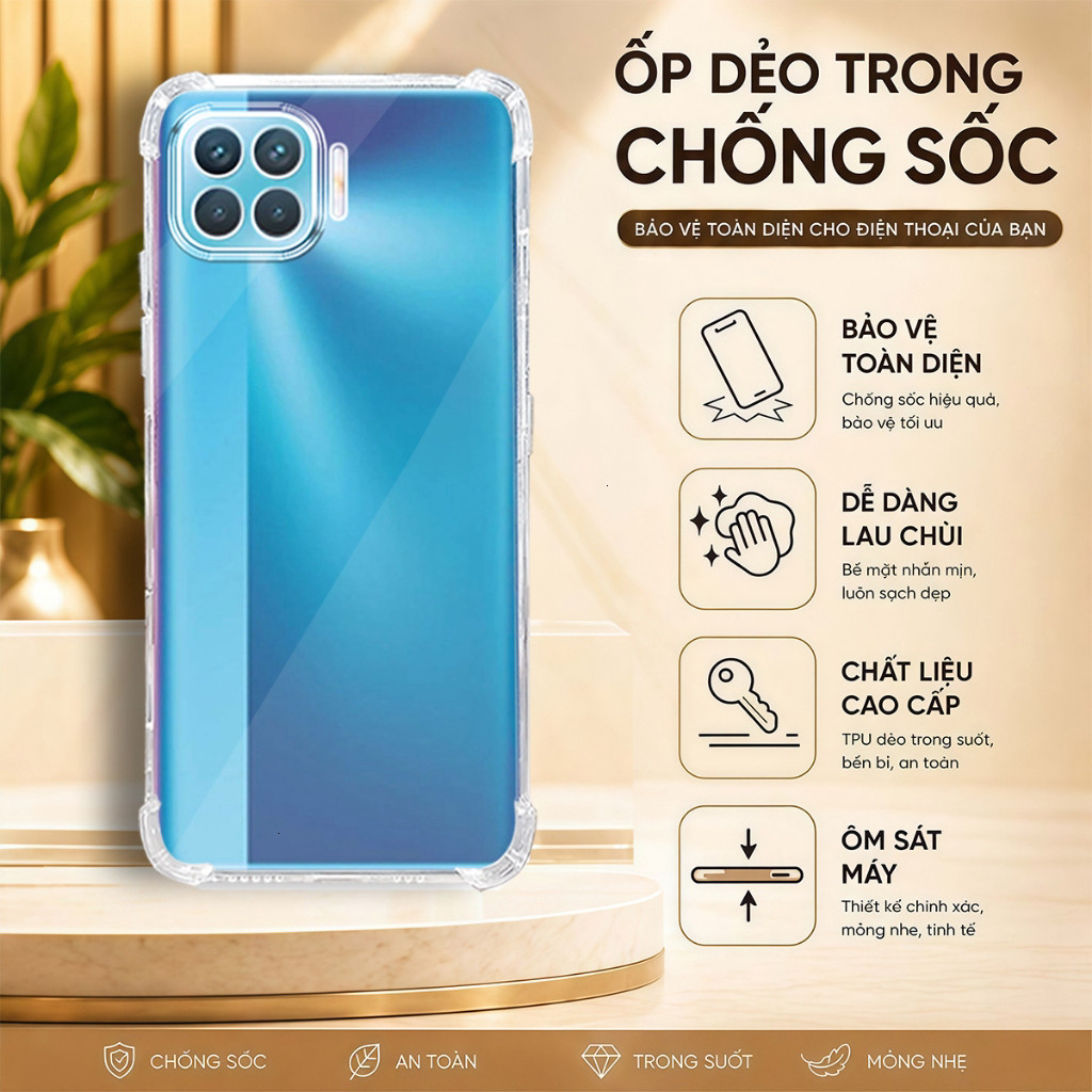 Oppo A73, A93 เคสใสกันกระแทกพร้อมซิลิโคนหนาแท้ - HD STORE