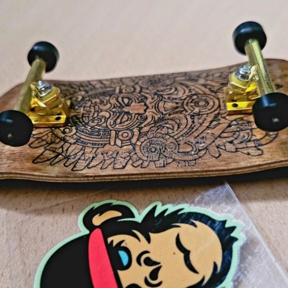 Tavola Fingerboard - Ornate Aztec Mechanical Warrior Mask - 34mm - Medium