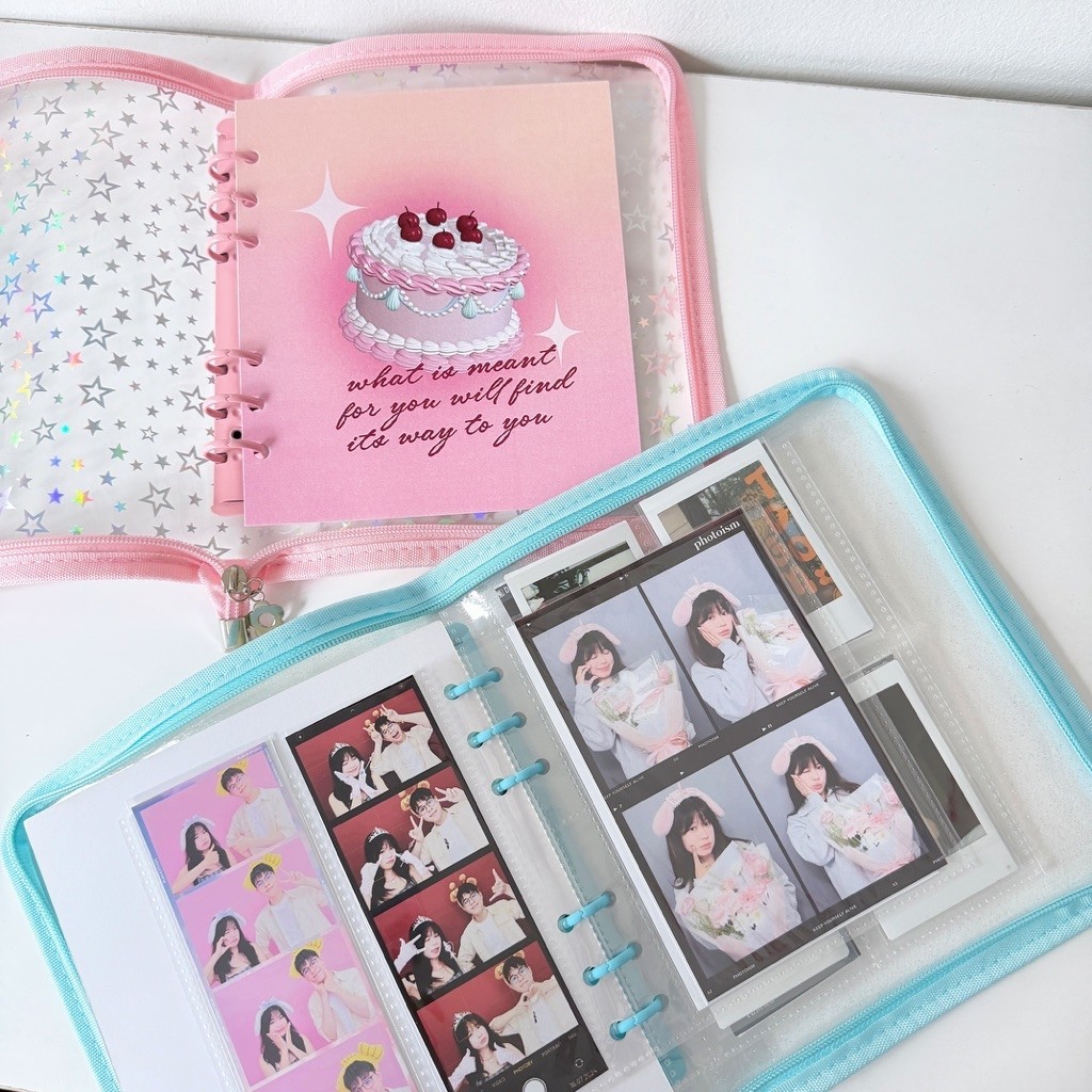 BINDER A6 PHOTOBOOTH GLITTER ZIP, ฝาครอบซิปสําหรับ PHOTOBOOTH, GLITTER STAR WINDOW COVER WITH ZIPPER