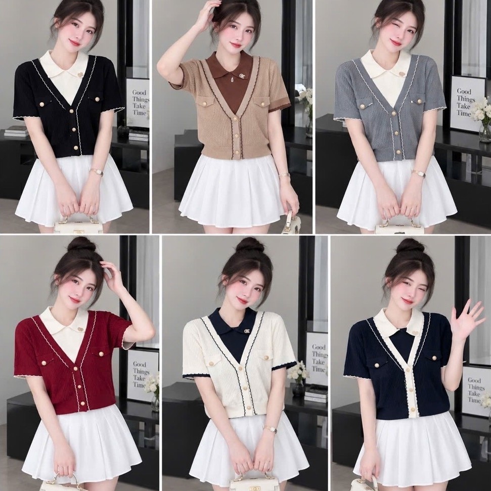 เสื้อสเวตเตอร์คอปก เสื้อกันหนาวผู้หญิง เสื้อสเวตเตอร์แขนกุดคอปก YT001B