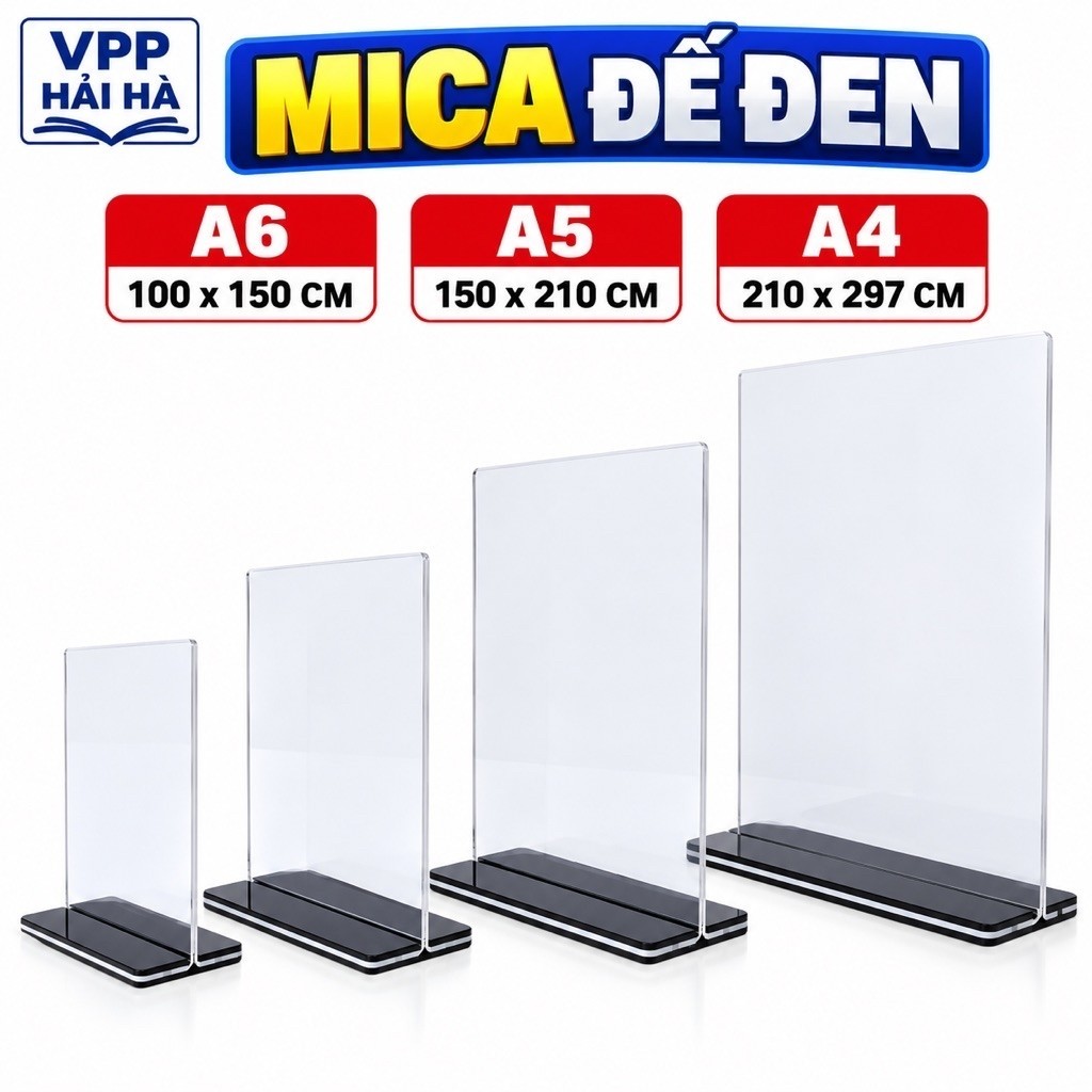 MICA MENU SHELF พร้อมฐานสีดําขนาด A4, A5, A6