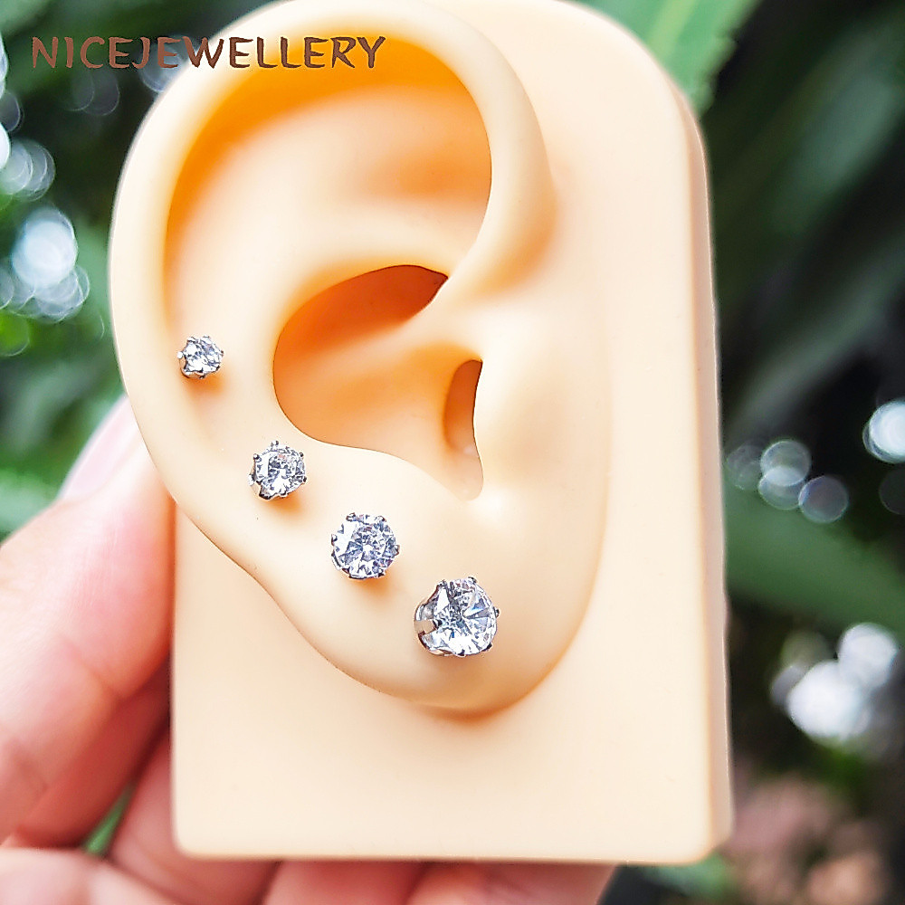 1 PC 3 มม.-8 มม.ต่างหูคริสตัล 20g หูกระดูกอ่อน Tragus เจาะสแตนเลสสตีลหู Pin