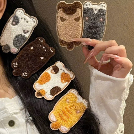 ชุด 2 ชิ้น LAZY CAT HAIR STICKERS 6,5 ซม., PRETTY COTTON CAT HAIR STICKERS