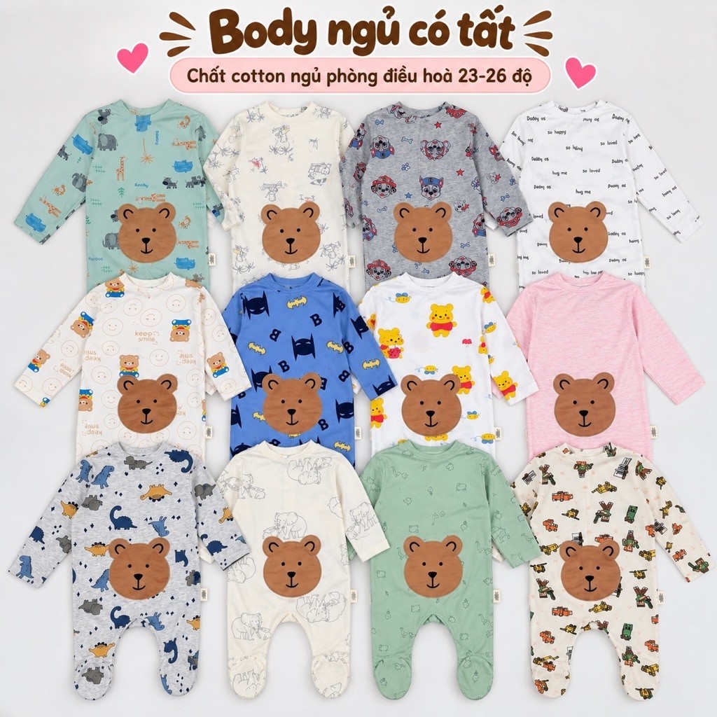 Link 1 ทารกแรกเกิด Body sleepsuit พร้อมถุงมือสําหรับเด็กชายและเด็กหญิง ซิป 2 ทาง พร้อมถุงเท้า 3m 12m