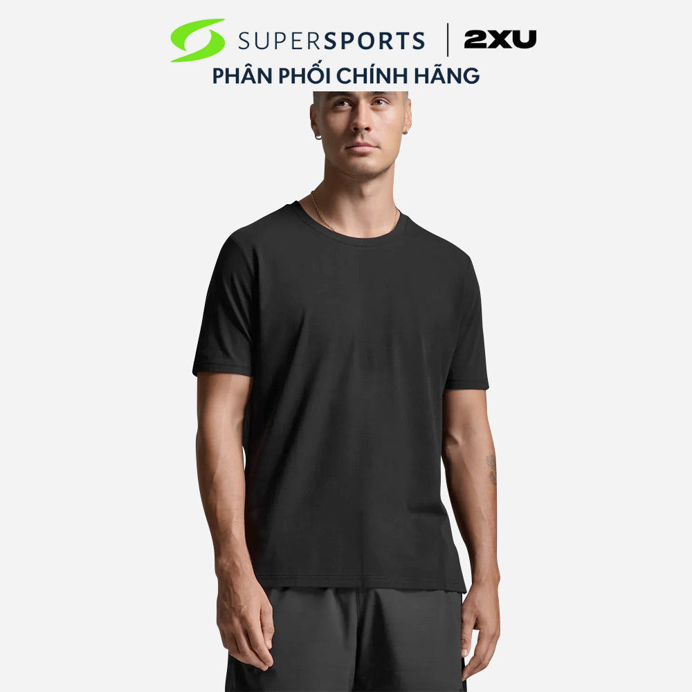 2XU Motion Cotton Flex เสื้อยืดผู้ชาย - MR7427a-BLK/BLK