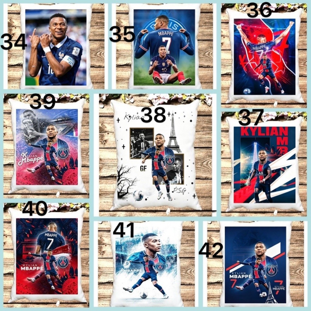 หมอนรูป Mbappe 50ซม. มีหลายรุ่นให้เลือก / หมอนนักฟุตบอล Mbappe / หมอน Mbappe / หมอนนอน Mbappe