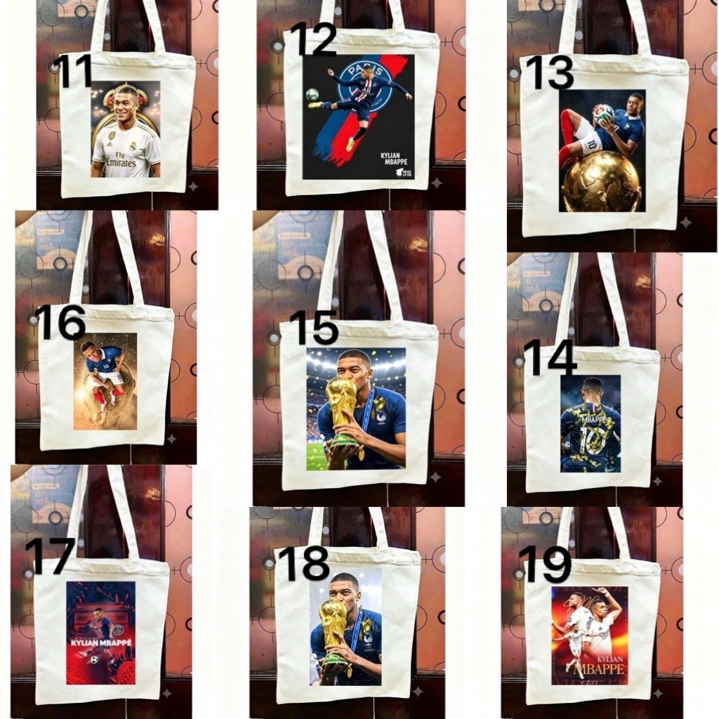 กระเป๋าโท้ต Mbappe 29 ลาย / กระเป๋าถือ Mbappe / กระเป๋าโท้ตทรง Mbappe / กระเป๋านักฟุตบอล Mbappe