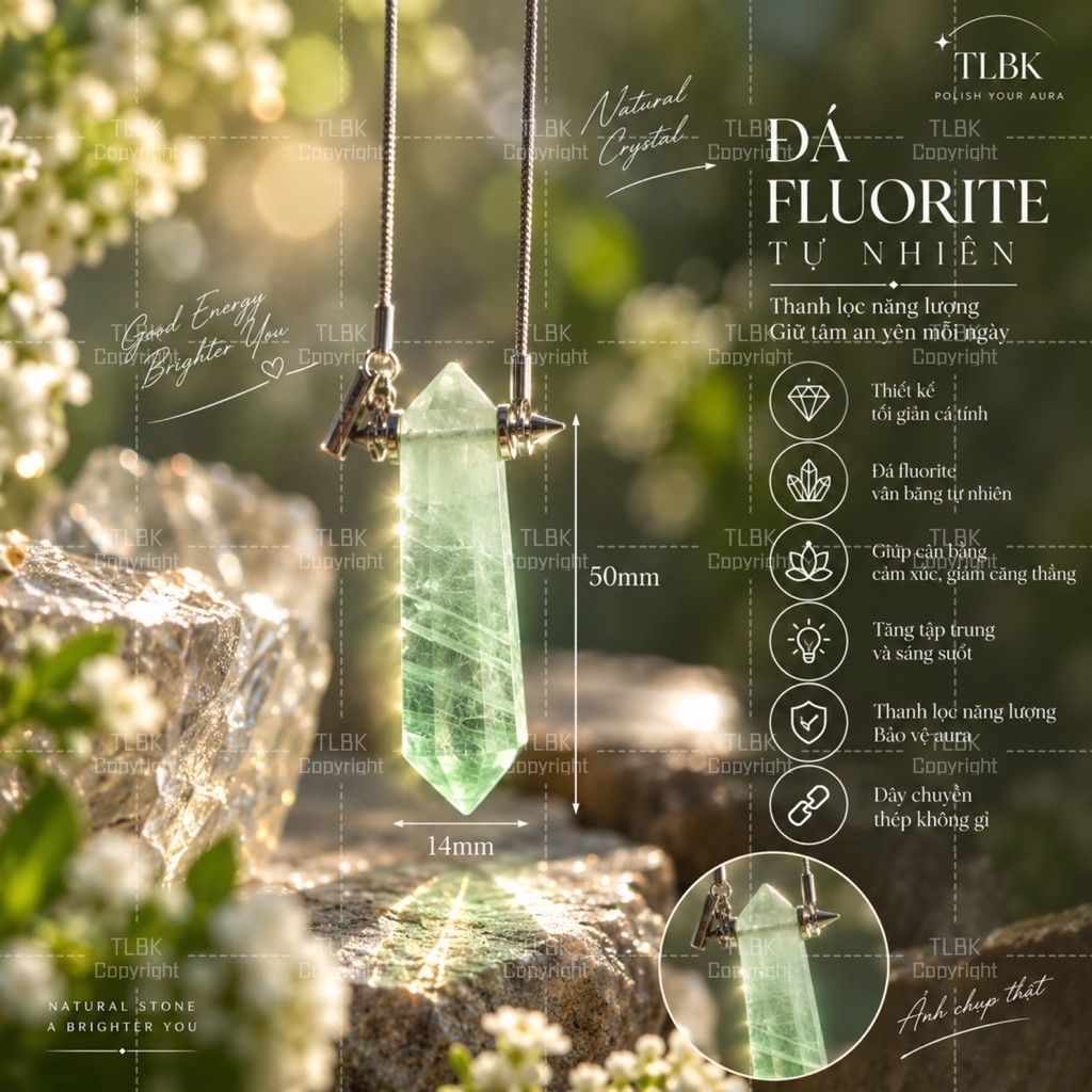 NATURAL FLUOROITE STONE NECKLACE MINIMALIST PERSONALITY ENERGY STONE NECKLACE อุปกรณ์เสริม UNISEX