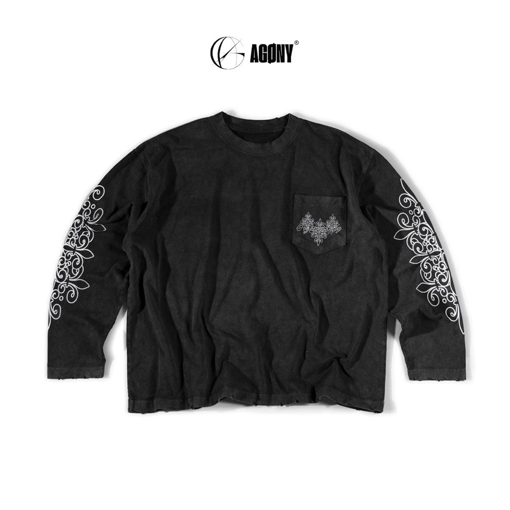 Agony Story Pocket Crest แขนยาวล้างสีดํา Regular Form - Agony Story