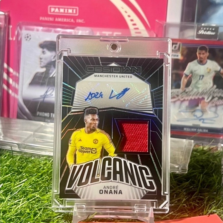 Andre Onana Football Card Autographed Shirt Piece /199 Panini Obsidian 2023/24