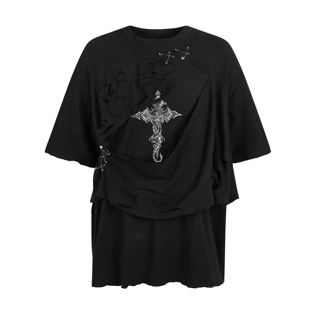 24 " Pandinus " Double-layer Torn T-Shirt