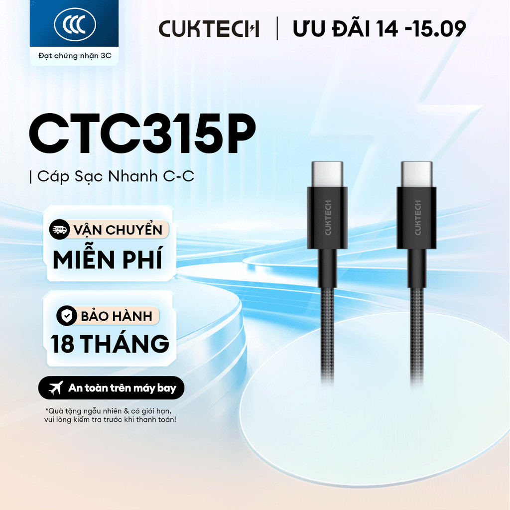 CUKTECH CTC315P CC สายชาร์จเร็ว | แม็กซ์พาวเวอร์ 60W | การถ่ายโอนข้อมูล 480 เมกะบิตต่อวินาที | 18เดื