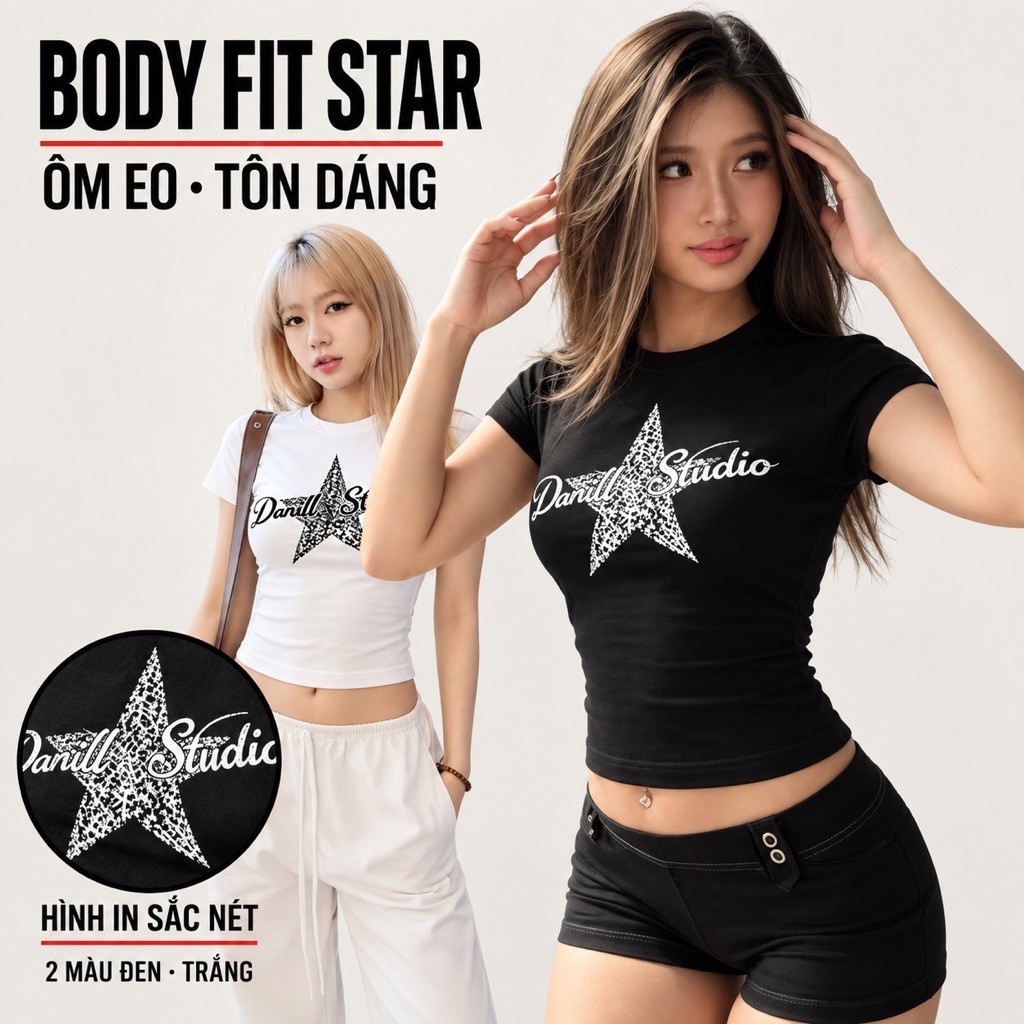 เสื้อยืด Danill Studio Bodycon ผ้าคอตตอนคุณภาพสูง - Full Box TDN065